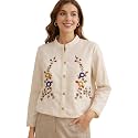 RIEKA Womens Off White Cotton Shirt with