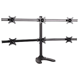 rife six hex lcd monitor stand freestanding desk mount with optional bolt-through mount heavy duty amp fully adjustable 6 screens up to 27 inches freestanding
