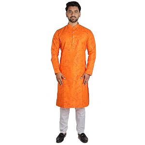 rigal men39s magic printed kurta pyjama set 42 orange