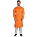 RIGAL Men's Magic Printed Kurta Pyjama Set (42, Orange)