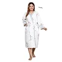 Hand Block Print Premium Cotton Waffle Fabric White Bathrobe (White::Blue)