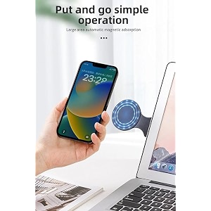 riggear magnetic phone mount for laptopmonitor mobile holder compatible with magsafe for macbook lightweight laptop phone mount works with all phones using included ring white