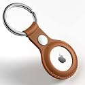 Riggear Premium Leather Key Ring Holder Case Cover Compatible with Apple Airtag (Brown)