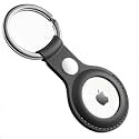 Riggear Premium Leather Key Ring Holder Case Cover Compatible with Apple Airtag (Black)