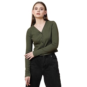 Rigo Casual Wear V Neck Rib Knit