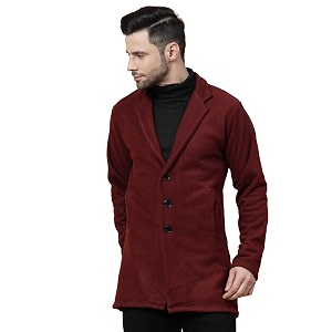 rigo cotton polar fleece solid overcoat for men  regular fit lapel collar long jacket overcoat  winter wear men39s long overcoat