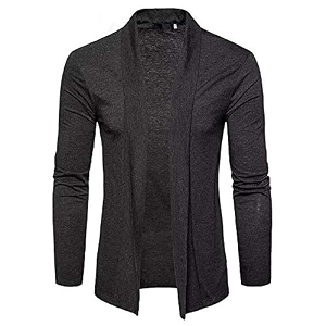 rigo men black full sleeve cotton open long cardigan