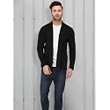 Rigo Men Black Full Sleeve Cotton Open Long Cardigan