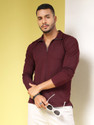 RIGO Solid Men High Neck Maroon T-Shirt