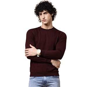 Rigo Terry Solid Printed Winter Wear Sweatshirt