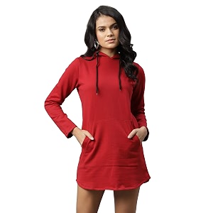 Rigo Women Fleece Hooded Sweatshirt Dress