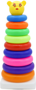rihishtoys stacking toys teddy ring toddler toys and coloring ring for kids 9 ring multicolor