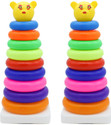 Rihishtoys Stacking toys teddy ring toddler toys and coloring ring for kids (9 ring Combo) (Multicolor)