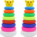 Rihishtoys Teddy ring Stacking toys toddler toys and coloring ring for kids (7 ring Combo) (Multicolor)