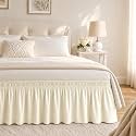 RIMELA Butter Yellow Bed Skirt Queen Size 18 Inch Drop, Elastic Bed Skirting for Bed Base and Frame, Bedding Dust Ruffle Easy to Install, Lightweight Wrap Around Adjustable Bedskirt