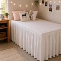 RIMELA College Dorm Bed Skirt Twin XL 32 Inch Drop, White Elastic Bedskirt
