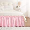 RIMELA Pink Bed Skirt Queen Size 18 Inch Drop, Elastic Bed Skirting for Bed Base and Frame, Bedding Dust Ruffle Easy to Install, Lightweight Wrap Around Adjustable Bedskirt