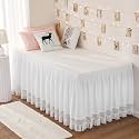 RIMELA Tassel Trim Dorm Bed Skirt Twin XL 36 Inch Drop, Wrap Around Elastic Dust Ruffle Easy to Install, Bedskirt Solid Silky Fabric Machine Washable, Bedroom Decor