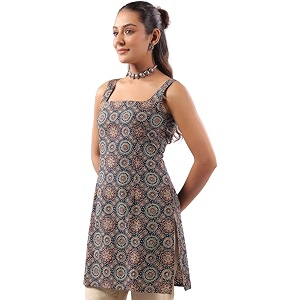 Rimeline Womens Printed Cotton Sleeveless Square Neck