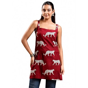 Rimeline Womens Printed Cotton Sleeveless Square Neck