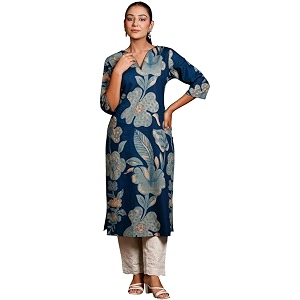 Rimeline Womens Cotton Floral Printed Kurta with