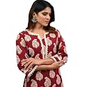 Rimeline Womens Cotton Printed Kurta with Lace