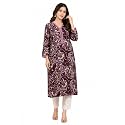 Rimeline Womens Cotton Printed Kurta with Lace-Trim
