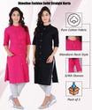 Rimeline Pack of 2 Solid Pure Cotton Straight Kurta for Women (Multicolor)