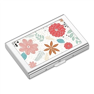 rimilak metal credit card holder mini credit card wallet rfid blocking slim metal hard case for women men red flower 39 x 26 x 05 inch modern