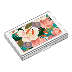 rimilak metal credit card holder mini credit card wallet rfid blocking slim metal hard case for women men beauty flower modern