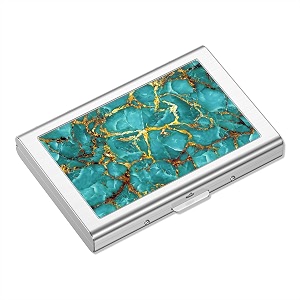rimilak metal credit card holder mini credit card wallet rfid blocking slim metal hard case for women men gold green 39 x 26 x 05 inch modern