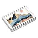 Rimilak Metal Credit Card Holder, Mini Credit Card Wallet RFID Blocking Slim Metal Hard Case for Women Men, Watercolor Sunset, Modern
