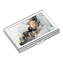 Rimilak Metal Credit Card Holder, Mini Credit Card Wallet RFID Blocking Slim Metal Hard Case for Women Men, Gray Black Mable, Silver, Modern