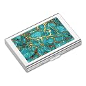 Rimilak Metal Credit Card Holder, Mini Credit Card Wallet RFID Blocking Slim Metal Hard Case for Women Men, Gold Green, 3.9 x 2.6 x 0.5 inch, Modern