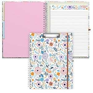 rimilak spiral clipboard folio with refillable lined notepad 145 x 98 in hardcover cover with 5 interior pockets elastic band and pen loop series cute stylish clipfolio abstract marble