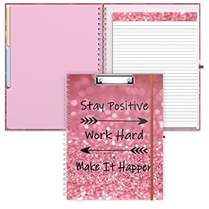 rimilak spiral clipboard folio with refillable lined notepad 145 x 98 in hardcover cover with 5 interior pockets elastic band and pen loop series cute stylish clipfolio work hard