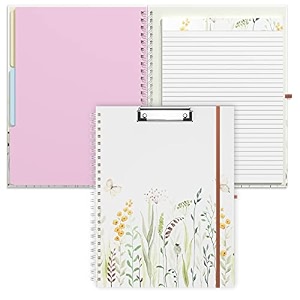 rimilak spiral clipboard folio with refillable lined notepad 145 x 98 in hardcover cover with 5 interior pockets elastic band and pen loop series cute stylish clipfolio butterfly flower