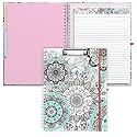Rimilak Spiral Clipboard Folio with Refillable Lined Notepad, 14.5 x 9.8Inch, Hardcover Clipboard with 5 Interior Pockets, Elastic Band and Pen Loop Series. Cute Stylish Clipfolio, Mandala Flower