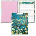 Rimilak Spiral Clipboard Folio with Refillable Lined Notepad, 14.5 x 9.8 in, Hardcover Cover with 5 Interior Pockets, Elastic Band and Pen Loop Series. Cute Stylish Clipfolio, Almond Tree