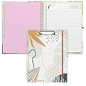 Rimilak Spiral Clipboard Folio with Refillable Lined Notepad, 14.5 x 9.8 In, Hardcover Cover with 5 Interior Pockets, Elastic Band and Pen Loop Series. Cute Stylish Clipfolio, Bohe Leaves