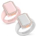 Rinfit Emerald Silicone Ring with CZ Stones for Women