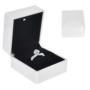 ring box with led light velvet ring boxs jewelry display gift box with led internal lighting led lighted up ring storage holder display case for proposal engagement wedding 58635cm white