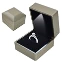 Ring Box With LED Light, Velvet Ring Boxs, Jewelry Display Gift Box with LED Internal Lighting, LED Lighted up Ring Storage Holder Display Case, for Proposal Engagement Wedding, 5.8*6.3*5cm, Gold