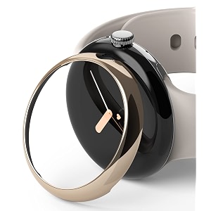 ringke bezel styling compatible with google pixel watch case adhesive frame ring cover anti scratch stainless steel protector accessory for google pixel watch - 40-03 st gold