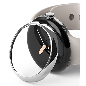 ringke bezel styling compatible with google pixel watch case adhesive frame ring cover anti scratch stainless steel protector accessory - 40-01 st silver