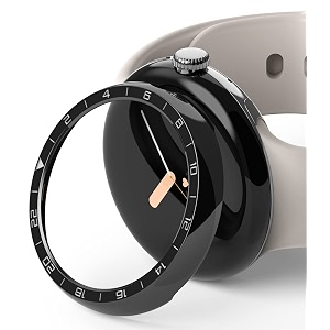 ringke bezel styling compatible with google pixel watch case adhesive frame ring cover anti scratch stainless steel protector accessory for google pixel watch - 40-40 st black