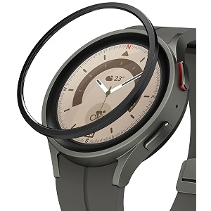 ringke bezel styling compatible with samsung galaxy watch 5 pro 45mm case adhesive frame ring cover anti scratch stainless steel protector accessory for galaxy watch 5 pro - 46-02 st black