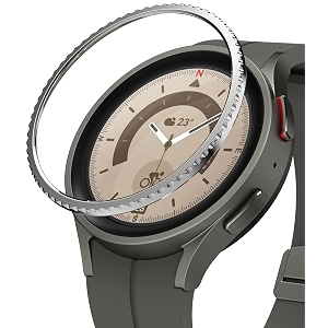 ringke bezel styling compatible with samsung galaxy watch 5 pro 45mm case adhesive frame ring cover anti scratch stainless steel protector accessory for galaxy watch 5 pro - 46-30 st silver