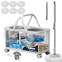 RinseWise Compact Gen 1 Mop Bucket, Clean/Dirty Water Separation, 6 Heads