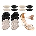 Riootlnm Metatarsal Pads, Ball of Foot Cushions, Heel Pads Inserts for Too Big Shoe, Reduce Foot Pain, No Slip Heel Grips Liners Pads for Loose Shoe, Blisters (8PairsBeige+Black)